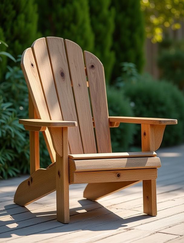 Relaxing wooden Adirondack chair, perfect for outdoor use